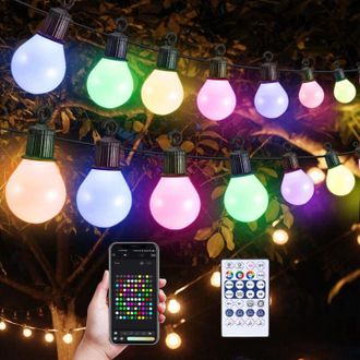 OEM Guirnalda De Luces Exteriores De 10 M - 20 Led Con Control Remoto, Aplicaci&oacute;n, Temporizador Y 50 Modos - 16 Millones De Colores - Ulisem