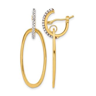 Diamond2Deal 14K Yellow Gold Crystal Oval Shape Hoop Earrings