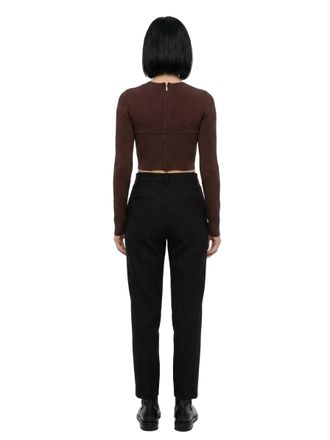 Dolce & Gabbana Ruched Viscose Blend Crop Top - Brown