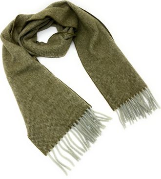 Generic 100% Baby Camel Hair Gents Winter Green Herringbone Tattersall Scarf Ref 2410/019