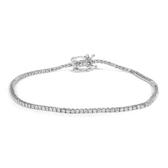 House of Brilliance 14K White Gold 1.0 Cttw Lab Grown Diamond Tennis Bracelet
