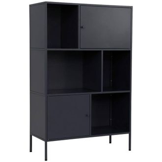 Sweeek Industrial metal storage cabinet with 6 compartments Black 80x35x125 cm - Oklahoma