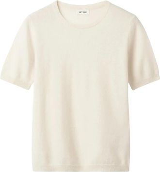 Soft Goat Cashmere Trui Met Korte Mouwen - Dames - Cashmere truien - Wit - M - Kasjmier - Truien & Vesten