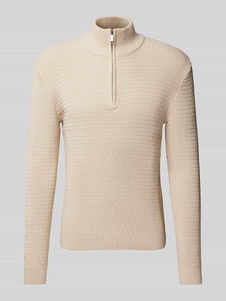 Selected Strickpullover mit Stehkragen Modell THEO in Offwhite, Größe XXL