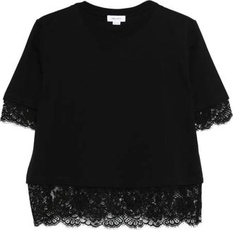 Alexander McQueen Lace Detail Cotton Jersey T-Shirt
