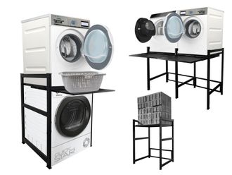 Quick Star Waschmaschinenregal Schwarz / Wei&szlig; Mit & Ohne Auszug Schublade Regal Gestell F&uuml;r Waschmaschine Und Trockner &Uuml;bereinander Standregal Badezimmer Waschma