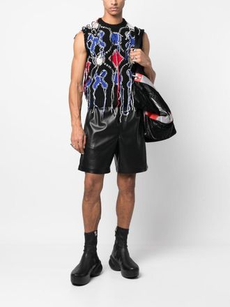 Charles Jeffrey Loverboy Guddle sleeveless frayed knitted vest - Black