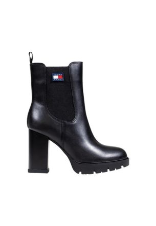 Tommy Hilfiger Mens Lug Sole Heeled Ankle Boots - Black Leather - Size EU 39