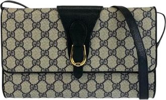 Gucci Pre-owned Cross Body Bags, female, Blue, Size: ONE SIZE Pre-owned GG Supreme Canvas Leather Shoulder Bag