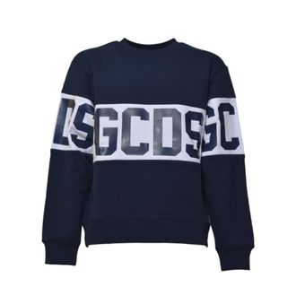 GCDS Blue Band Logo Cotton Crewneck Sweatshirt