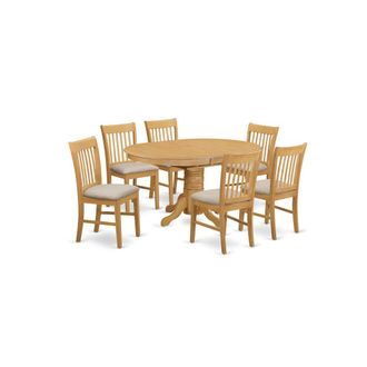 East West Furniture AVNO7-OAK-C 7 Pc Table and chair set - Dinette Table and 6 Dining Chairs