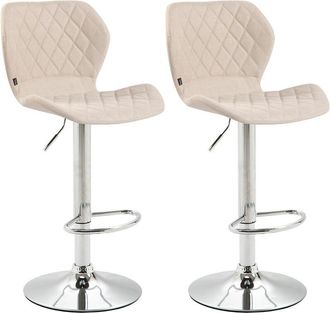 Clp Set De 2 Taburetes Cork Tapizados En Tela Crema Cromado