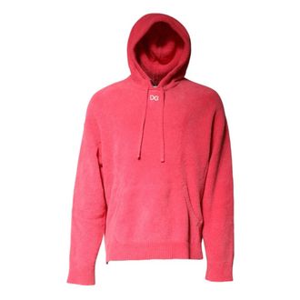 Dolce & Gabbana Red Cotton Knit Hooded Pullover Jumper