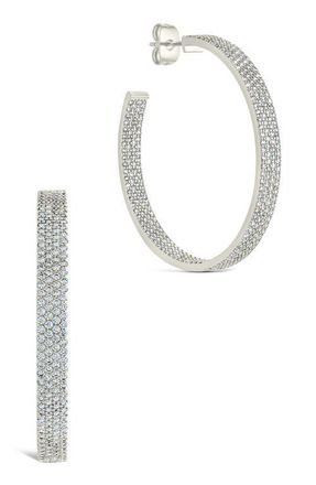 Sterling Forever Cubic Zirconia Statement Inside Out Hoop Earrings in Silver at Nordstrom