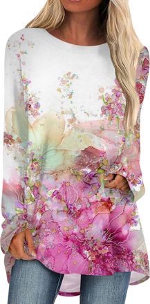 Generic Coats for Women UK, Thermal Tops Womens Blouses for Women UK Hoodies Womens Autumn and Winter Long Sleeved V-Neck Casual Loose T-Shirt Top Womens Jump