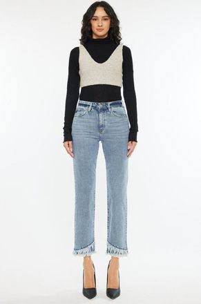 Kancan Clover Essentials High Rise Straight Fit Leg Jeans in Medium Wash at Nordstrom, Size 30