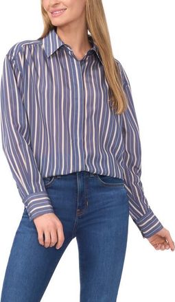 Ted Baker Elise Stripe Button-Up Shirt in Swift Seas at Nordstrom, Size X-Small