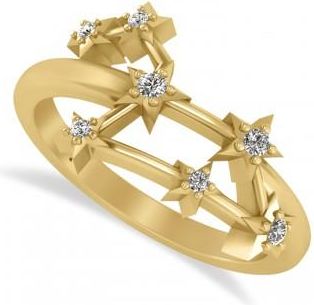 Allurez Diamond Leo Zodiac Constellation Star Ring 14k Yellow Gold (0.10ct)