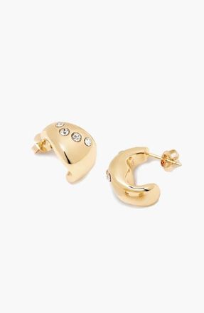 Yoj Remeni Crystal Chubby Hoop Earrings in Gold at Nordstrom