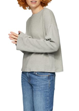 QS by s.Oliver Langarmshirt QS, Damen, Gr. XL, beige (ecru), Strick, Obermaterial: 97% Polyester, 3% Elasthan, unifarben, regular fit taillenbedeckt, Rundhals, gerad