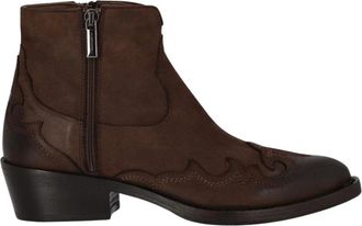 Duccio del Duca Texan Enkellaars - Dames - Cowboylaarzen - Bruin - 38 EU - Leer - Schoenen