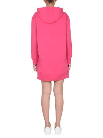 Moschino Multicolor Flocked Logo Dress - Pink