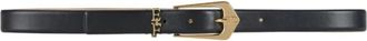 Elisabetta Franchi Leren Riem met Gouden Logo Details - Dames - Riemen - Zwart - 2XS - Leer - Accessoires