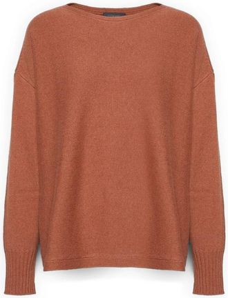 Elena Miro Trui van pure wol met boothals - Dames - Ronde hals truien - Roze - XS - Wol - Truien & Vesten