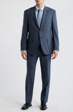 Canali Siena Regular Fit Blue M&eacute;lange Wool Suit at Nordstrom, Size 38 Us