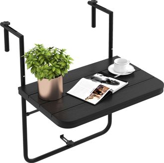 Costway Costway - Mesa Colgante Plegable De Balc&oacute;n, Altura Ajustable En 3 Niveles, Barandas De 3-15 Cm, Mesa Plegable Balcon, Terraza, 40x60cm, Hasta 30kg