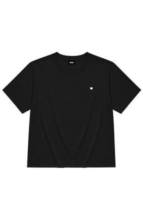 Dalix Lil Heart Relaxed Midweight Jersey Tee in Black at Nordstrom, Size Xx-Large