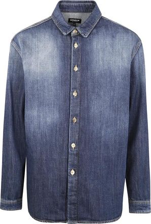 Dondup Overhemden, Heren, Blauw, L, Denim, Denim Overhemd