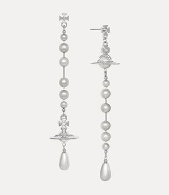 Vivienne Westwood Broken Pearl Earrings Platinum-light-grey-pearl-black-diamond-crystal Platinum-light-grey-pearl-black-diamond-crystal Women