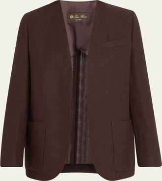 Loro Piana Hanna Open-Front Summer Linen Crepe Jacket