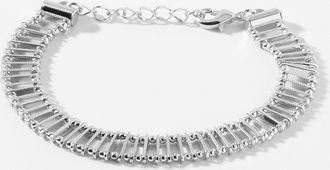 Simons Womens Plate and micro-bead chain bracelet