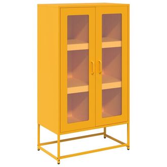 Berkfield Home Highboard Mustard Yellow 68x39x123 cm Steel | Size: 68 x 39 x 123 cm
