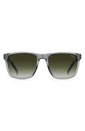 HUGO BOSS 56mm Gradient Rectangular Sunglasses in Grey/Green Shaded at Nordstrom