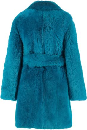 Bottega Veneta Womens Lamb Fur Coat Blue
