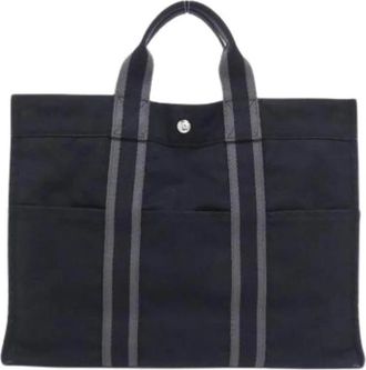 Herm&egrave;s Pre-owned Vintage Canvas Tote - Dames - Vintage Shopper - Zwart - ONE Size - Vintage