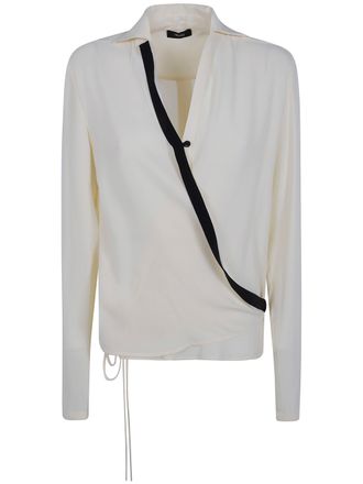 Ibrigu Shirt Asymmetrical Silk Silk Shirt With Contrasting Bias