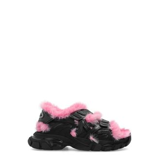 Balenciaga Contrast Fur Track Sandals, Brand Size 35 ( US Size 5 )