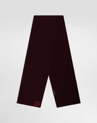Dolce & Gabbana Virgin Wool Scarf With Logo - Man Scarves And Silks Burgundy Pz