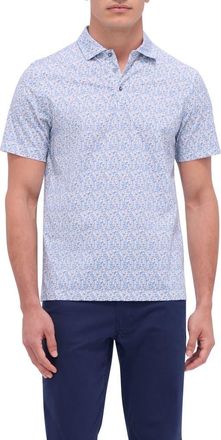 Bugatchi Victor OoohCotton Barware Print Polo in Air Blue at Nordstrom, Size Xxx-Large
