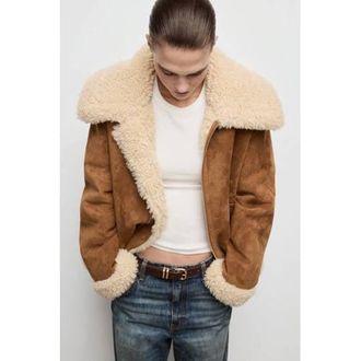 Mango lammy coat bruin