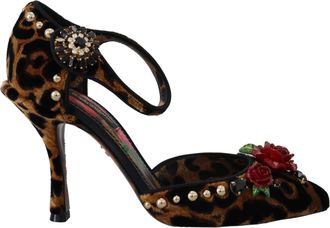 Dolce & Gabbana Leopard Velours Pumps met Roze Detail