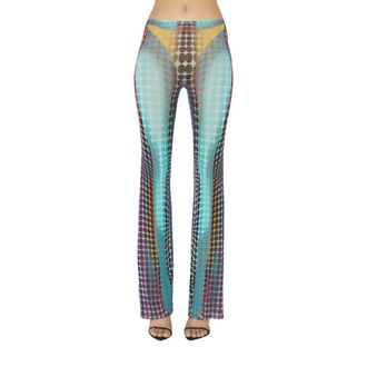 Jean Paul Gaultier Leggings, female, Multicolor, Size: S Re-edition Flared Printed Trousers