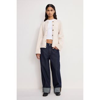 Good American Womens Button Front Knit Cardigan | Vanilla, Size Medium | Good American by Khlo&Egrave; Kardashian