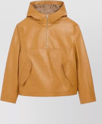 Ami hooded coat buttoned back detail pockets