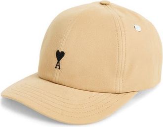 Ami Ami de Coeur Embroidered Adjustable Baseball Cap in Beige Mastic at Nordstrom
