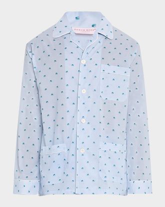 Derek Rose Men & apos;s Ledbury Striped Elephant-Print Pajama Set